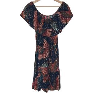 FARM RIO OFF SHOULDER BIRD PRINT‎ MINI DRESS SIZE M